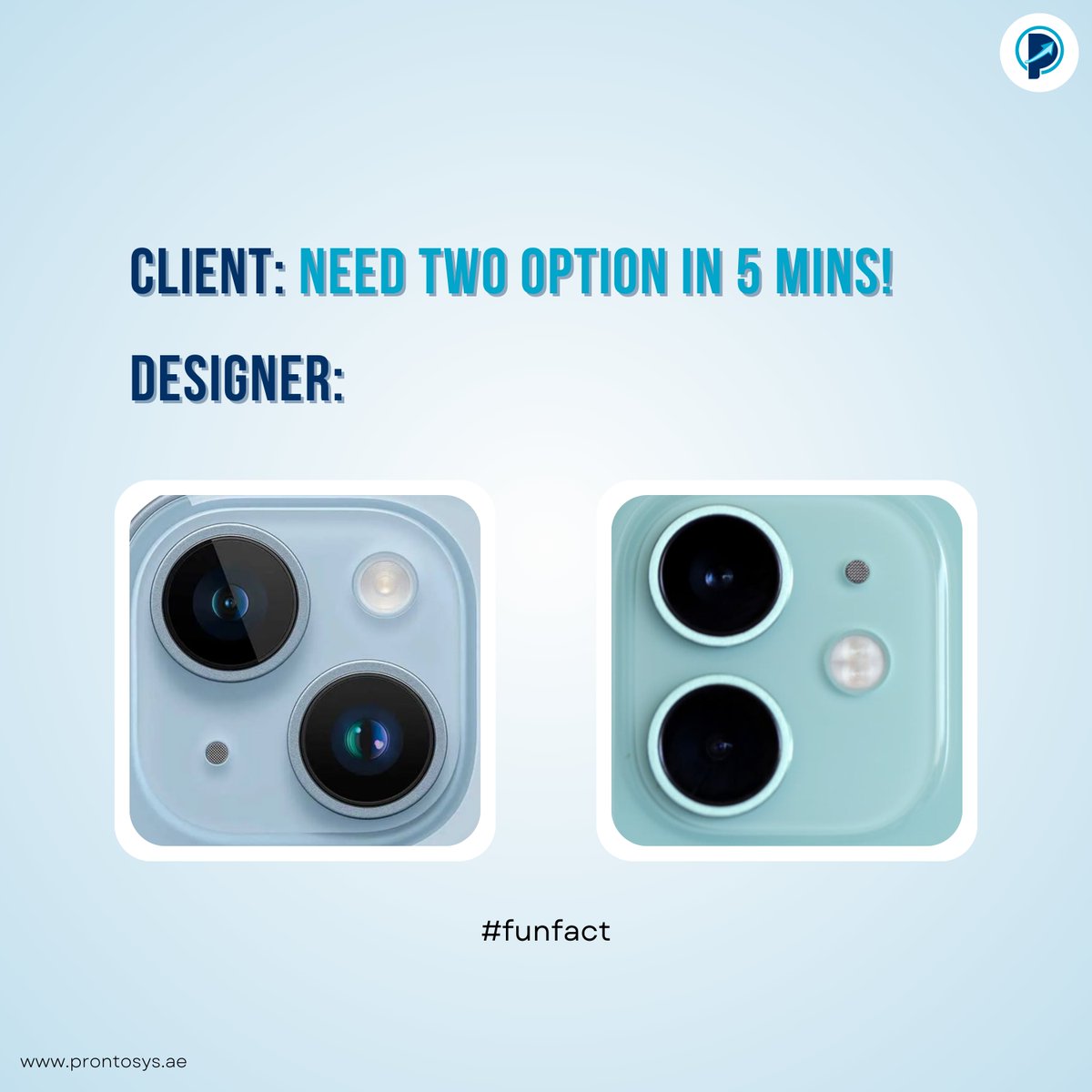 prontosys's tweet image. When the deadline is 5 mins away, creativity works overtime!
Designers, we feel you 😅
#DesignLife #ClientHumor #CreativeHustle #Deadlines #GraphicDesign #FunFact #DesignerProblems #WorkSmart #Innovation #CreativeMindse