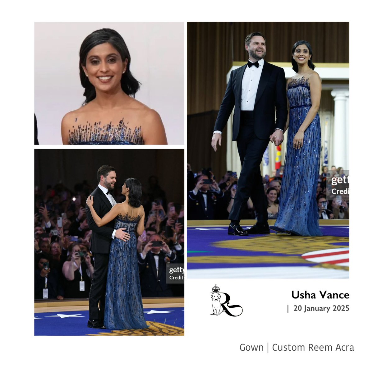Last evening, US Vice President J.D. Vance and his lovely wife Usha  attended the Commander-In-Chief inaugural Ball Mrs. Vance's gown is by  Lebanese fashion house Reem Acra.