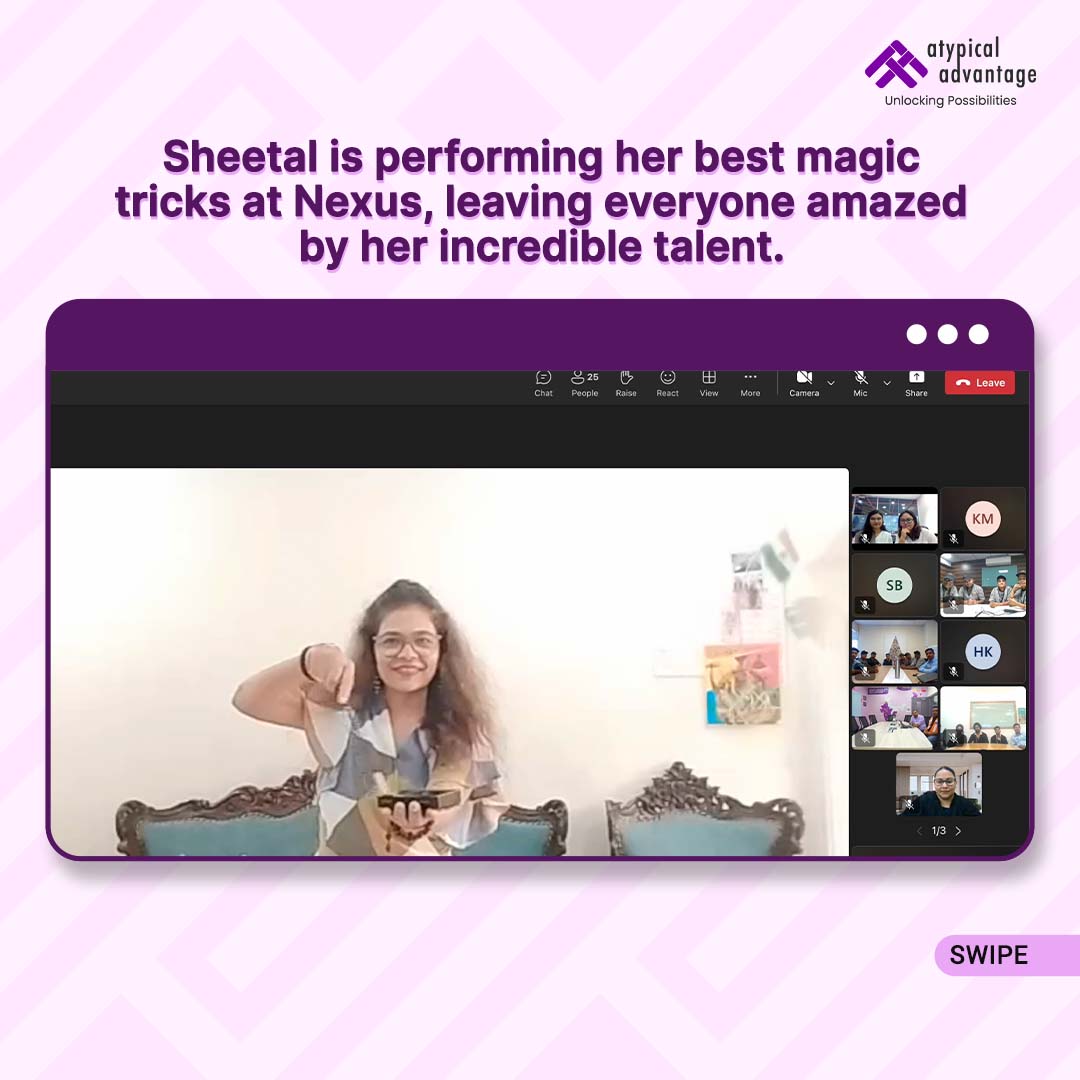 AtypicalAdv's tweet image. Magic That Speaks to the Heart!

Sheetal, one of India’s first hearing-impaired magicians, amazed her SHI colleagues at Nexus with her jaw-dropping tricks and inspiring journey.

Magic isn’t just tricks; it’s about bringing people together. 💙

#AtypicalAdvantage #InclusiveMagic