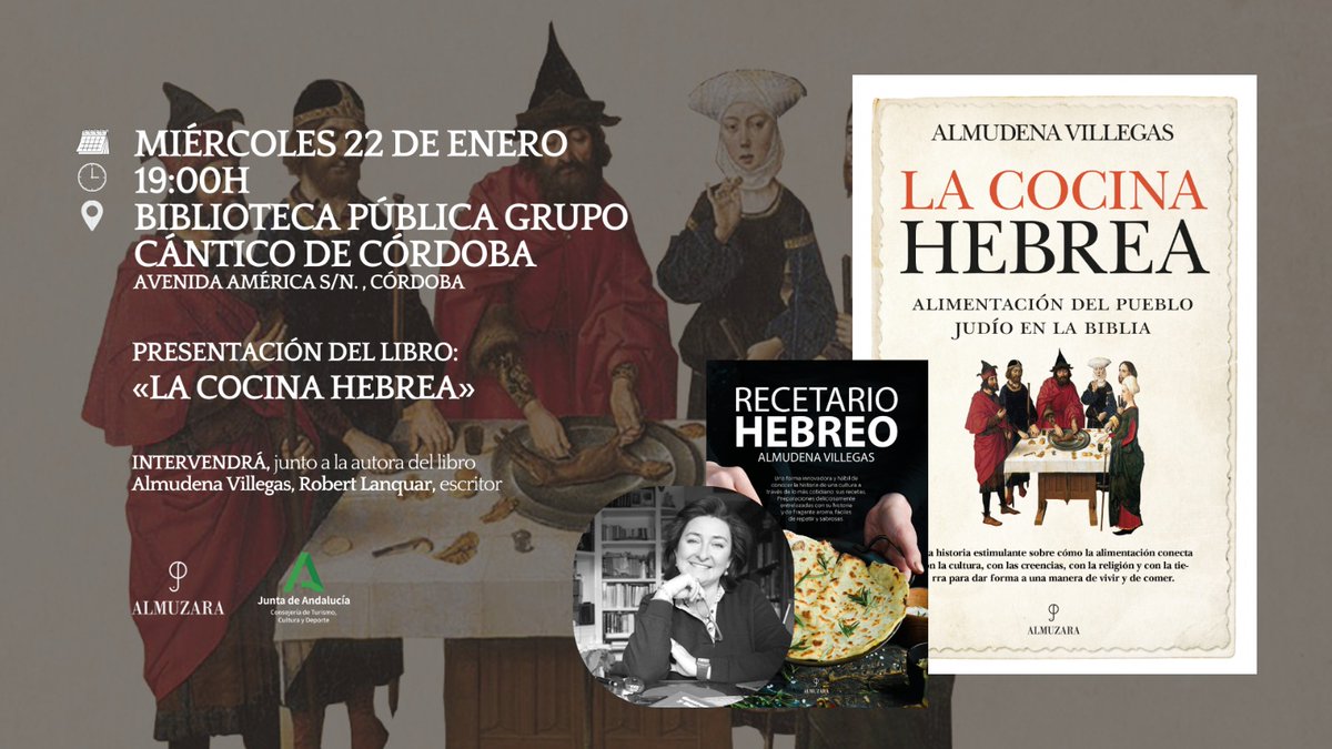 Alvillegasb's tweet photo. Mañana tendremos conversación sobre Cocina Hebrea y su significado cultural. 

Organizado por @robertlanquar y con la participación de @101RafaGonzalez 

@AlmuzaraLibros @eldebate_com
@enlacejudio https://t.co/lXNu8pPXLX
