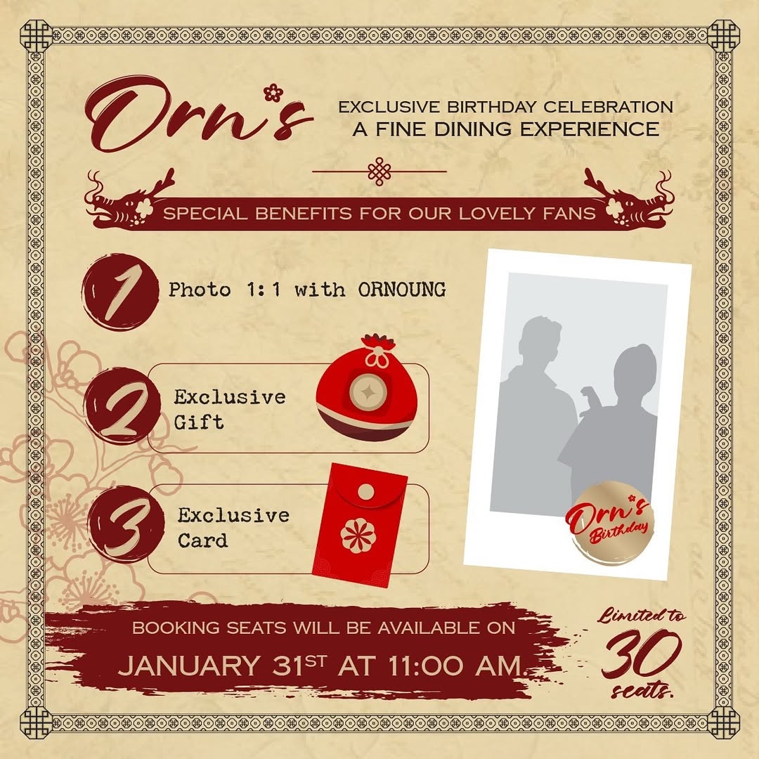 OrnTHFans's tweet image. รายละเอียดเพิ่มเติมสำหรับ ORN’s Exclusive Birthday Celebration: A Fine Dining Experience ค่า

instagram.com/p/DFFjUJfvk4H/…

🎟️เปิดจอง: 31 มค 2568 @ 11:00 น.
🔗ทาง Google form (ลิงค์จะโพสต์ก่อนวันขายบัตร)

เตรียมตัวกดบัตรกันได้ค่าาา

#OrnOung #MoveORN