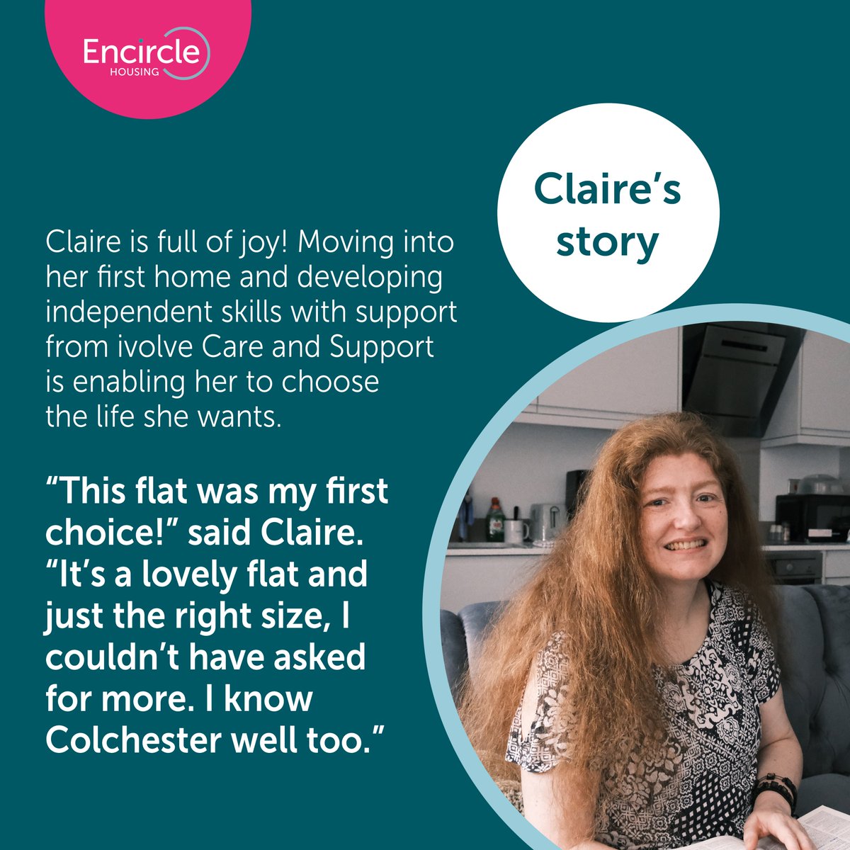 EncircleHA's tweet photo. Having the right home and environment is important. Read Claire's story to find out how she is enjoying life to the full, see P13 https://t.co/F6vrxi7Uv4 #Tenants #SpecialisedSupportedHousing #UKhousing https://t.co/a8vdXHVZO5