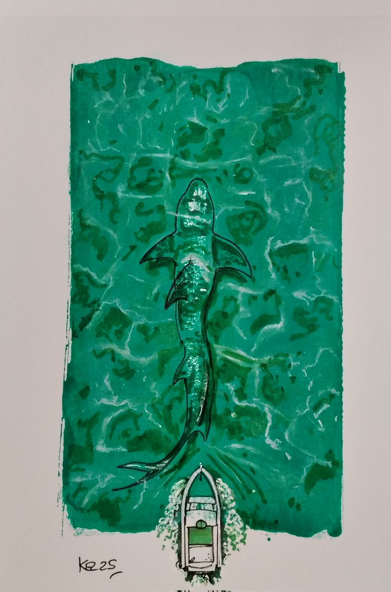 Kerryisbald's tweet photo. On its tail. #doodling #inkroller #ink #drawing #justforfun #shark https://t.co/lMEtEH77KK