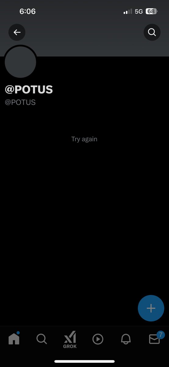 Why does this come up when I try to pull up The President’s account?