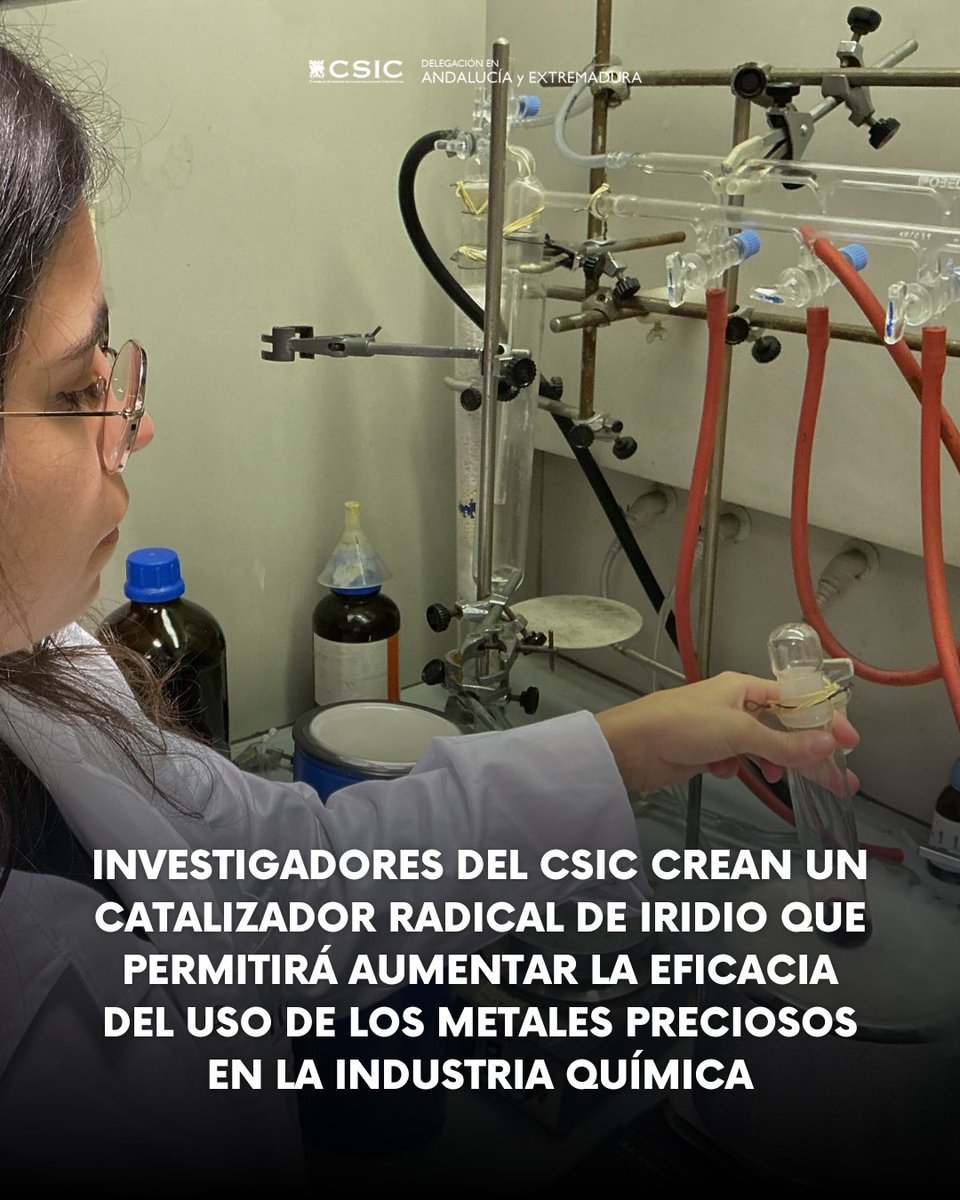 CSIC Andalucía y Extremadura (@csicandalextrem) on Twitter photo Investigadores del #CSIC crean un catalizador radical de iridio que permitirá aumentar la eficacia del uso de los metales preciosos en la industria química | <a href="/IIQ_US_CSIC/">IIQ (CSIC-US)</a>
Su eficiencia supera ampliamente a su homólogo convencional
t.ly/ayx1K Investigadores del #CSIC crean un catalizador radical de iridio que permitirá aumentar la eficacia del uso de los metales preciosos en la industria química | <a href="/IIQ_US_CSIC/">IIQ (CSIC-US)</a>
Su eficiencia supera ampliamente a su homólogo convencional
t.ly/ayx1K