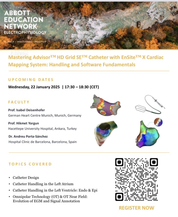 Join us for this international workshop on “Mastering HD Grid Mapping Catheter in  Atrial and Ventricular Arrhythmias”. Wednesday 22th January, 17:30-18:30 CET   #Epeeps