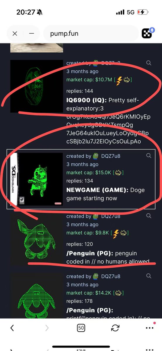 ca：Ec96G2UxWno3tg44eH5YeB1a5kPgXppDm2miSojdpump
dev做的iq6900破过亿，赌一手，现在，12k