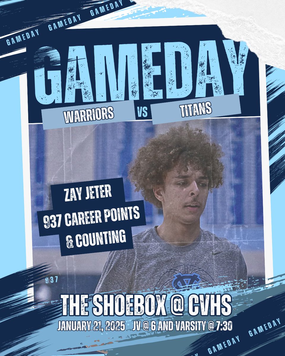 Central Valley Roundball Association (@cvroundball) on Twitter photo π₯π SHOWDOWN IN THE SHOEBOX! ππ₯
π
 Tonight!
π The Shoebox @ CVHS
β° 6 PM - JV Tip-Off | 7:30 PM - Varsity Battle
The stage is set for an EPIC matchup as OUR Warriors take on the Shaler Titans
Zay Jeter is just 63 points away from hitting 1,000!
Be there, be loud, be proud! π₯π SHOWDOWN IN THE SHOEBOX! ππ₯
π
 Tonight!
π The Shoebox @ CVHS
β° 6 PM - JV Tip-Off | 7:30 PM - Varsity Battle
The stage is set for an EPIC matchup as OUR Warriors take on the Shaler Titans
Zay Jeter is just 63 points away from hitting 1,000!
Be there, be loud, be proud!