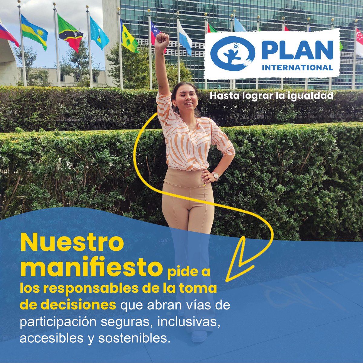 Las niñas, adolescentes y mujeres jóvenes tienen derecho a participar en la planificación de políticas que afectan su futuro. Compartimos el segundo punto del Manifiesto de la Juventud, exigiendo participación política. ¡Es hora de que tengamos #NiñasAlPoder #PlanInternational