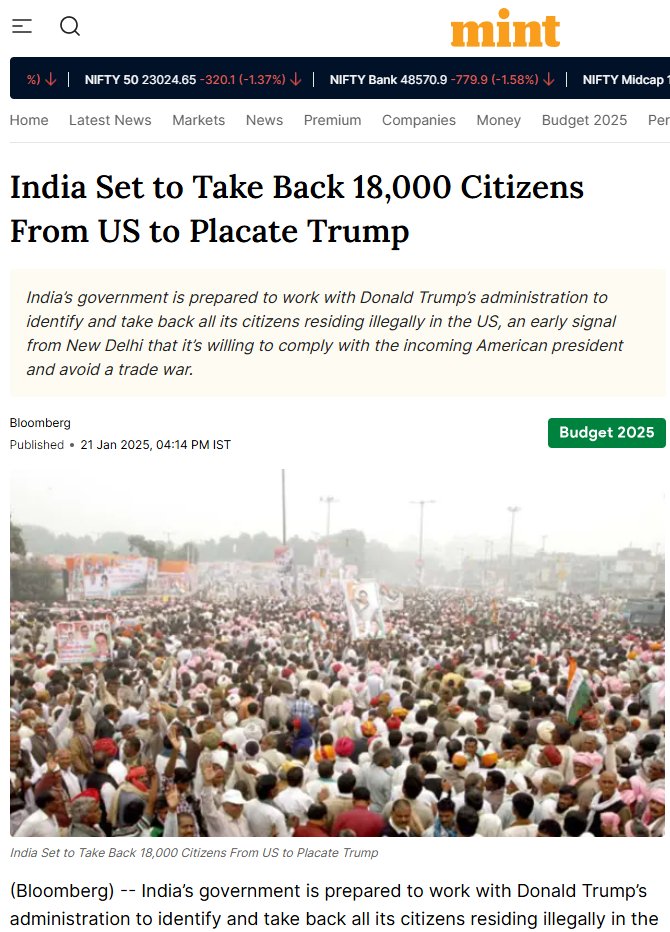 Vtxt21's tweet photo. @IndianTechGuide Trump is planning to deport 18000 Indians soon https://t.co/Q3LceRCozg