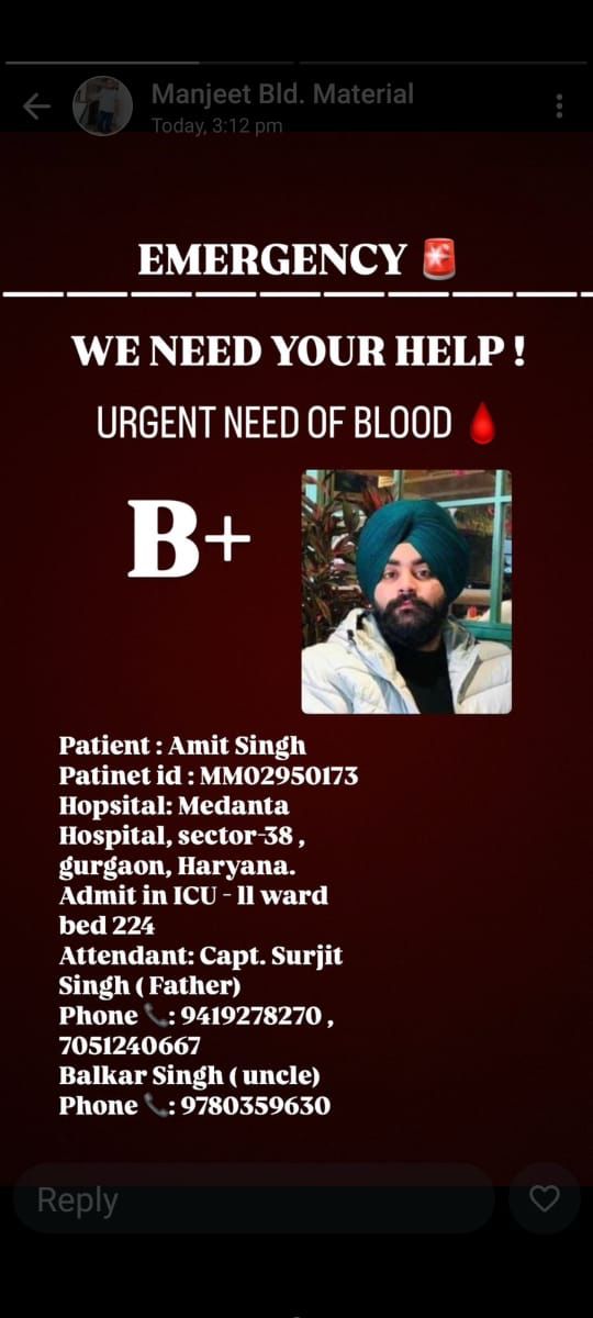 madhumita6's tweet image. The patient is 22 yr old son of a Veteran, requires 22 bottles of B+ blood group.
Plz RT 

#blood #BloodDonationxNewwiee #bloodrequired #urgent