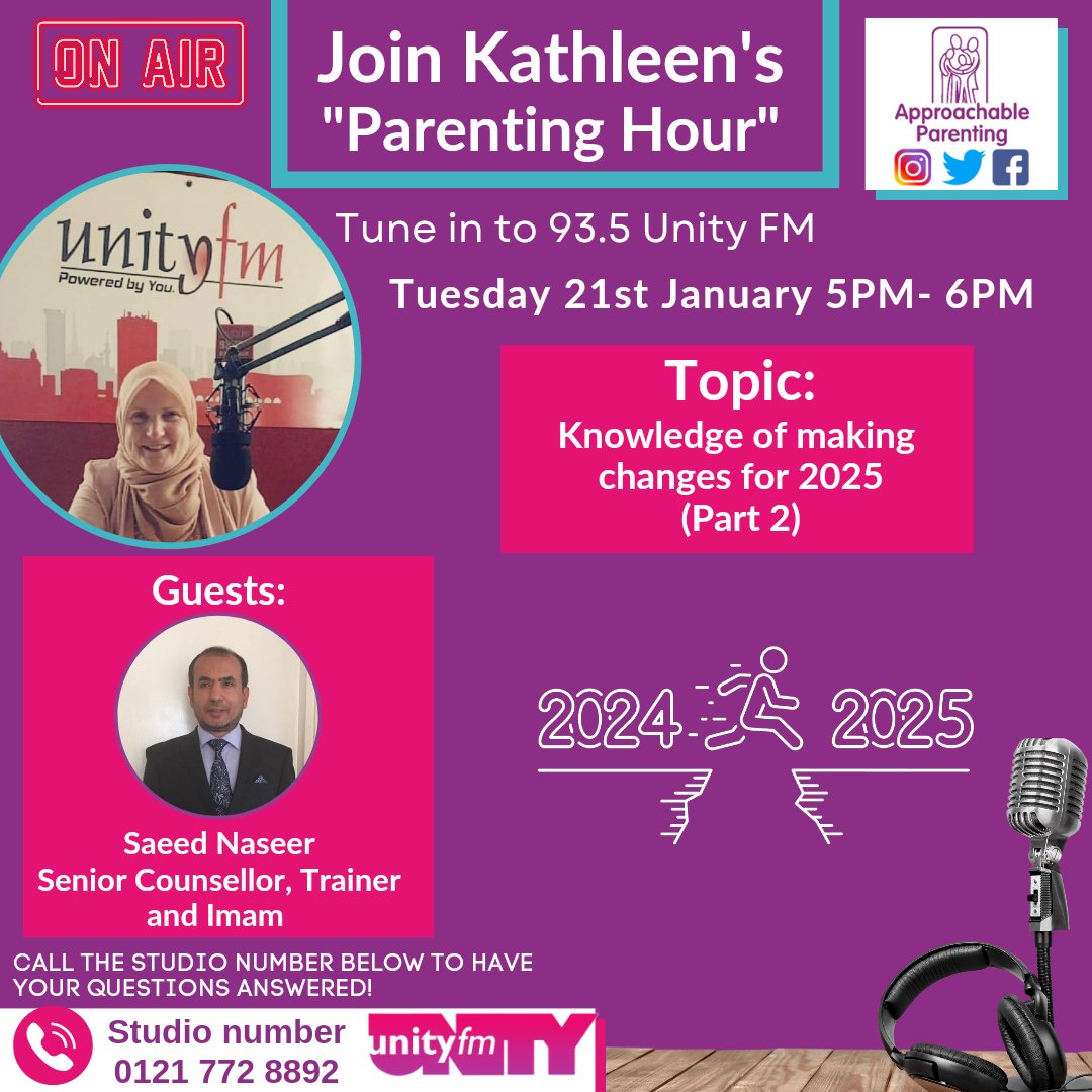 5PillarsParent's tweet photo. Don't miss out!
Call us live today on air to discuss and share your thoughts! 

Dial 0121 772 8892 between 5-6 PM. 
@unityfm935 
#parentinginfluence 
 #UnityFM #LiveShow #ParentingTips https://t.co/RFuGayEYho