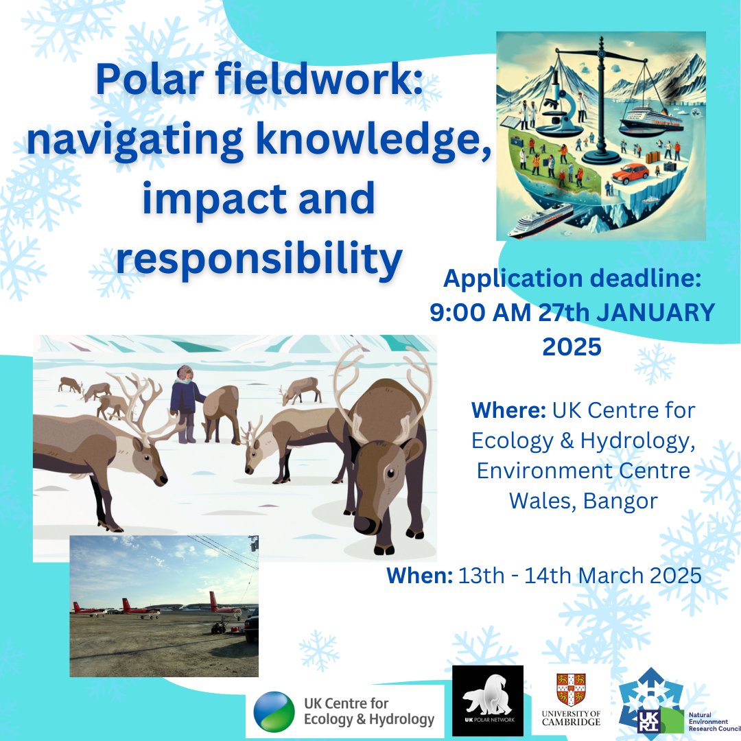 UK Polar Network (@ukpolarnetwork) on Twitter photo Apply now for networking event - ‘Polar Fieldwork: Navigating Knowledge, Impact, and Responsibility’
13th-14th March 2025
UK Centre for Ecology & Hydrology, Bangor, Wales
Organised by: @ukceh, @ukpolarnetwork & @cambridgeuniversity 🧵 Apply now for networking event - ‘Polar Fieldwork: Navigating Knowledge, Impact, and Responsibility’
13th-14th March 2025
UK Centre for Ecology & Hydrology, Bangor, Wales
Organised by: @ukceh, @ukpolarnetwork & @cambridgeuniversity 🧵