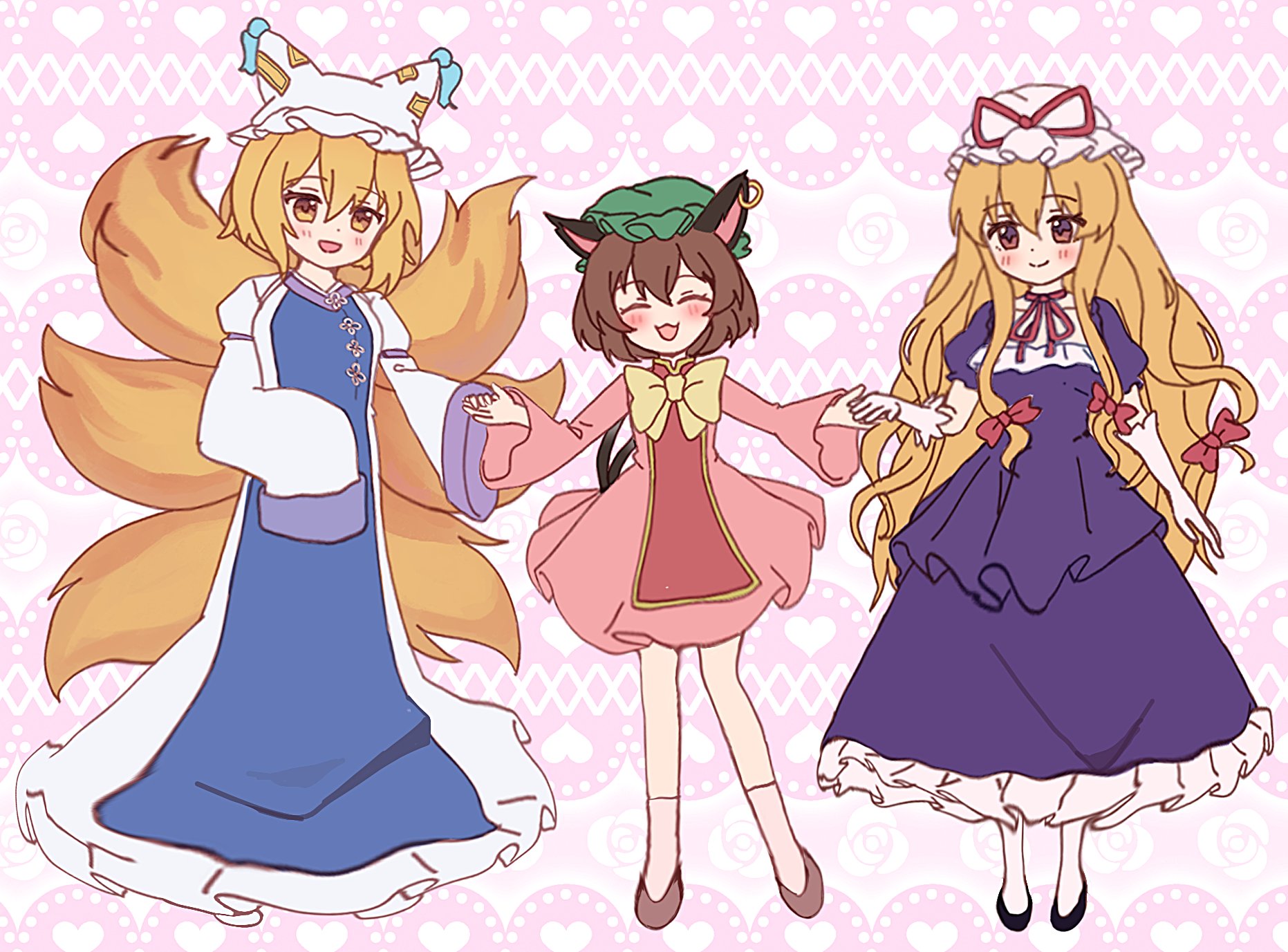 手描きイラスト 同人 東方Project 八雲一家 八雲紫 八雲藍 橙 ミニ色紙 手描きイラスト 同人 東方Project 八雲一家 八雲紫 八雲藍 橙