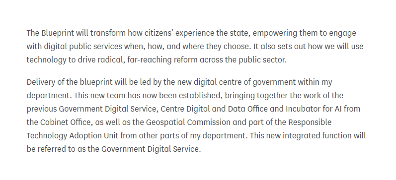 owenboswarva's tweet photo. State of Digital Government Review https://t.co/E0ZQexi9QE
Written statement https://t.co/YBssu92ih5
Press release https://t.co/db6Kddl9zq
All from @SciTechgovuk.
To follow: Blueprint for Modern Digital Government
#govtech #digigov #deckchairs https://t.co/Mt0Il1mwXs