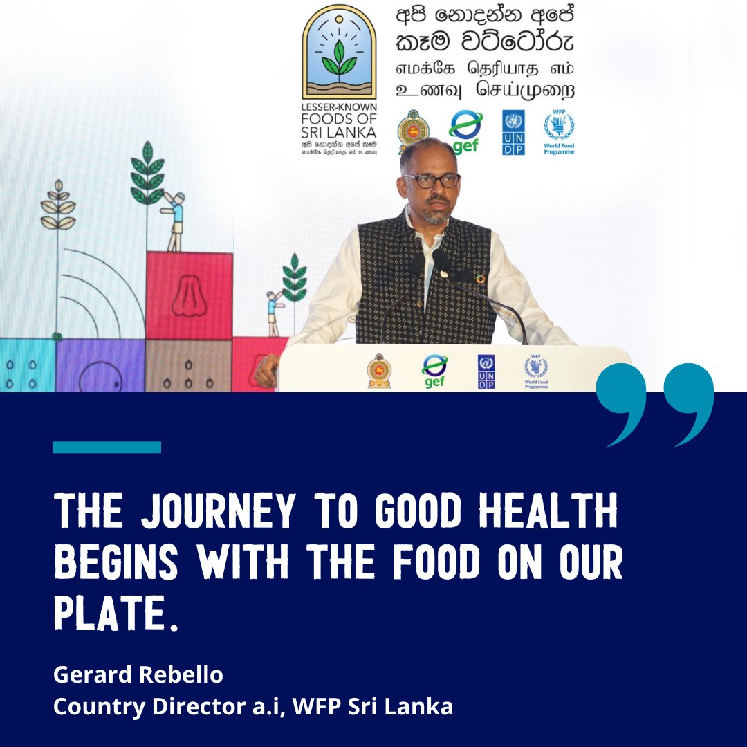 WFP Sri Lanka (@wfpsrilanka) on Twitter photo Speaking at the ‘Lesser-Known Foods’ campaign launch <a href="/gerardrebello/">GERARD REBELLO</a> , WFP’s Officer in Charge, emphasized collective action for a healthier future.
The campaign is an initiative 🤝of <a href="/UNDPSriLanka/">UNDP in Sri Lanka</a>, <a href="/WFPSriLanka/">WFP Sri Lanka</a> & <a href="/Min_of_Env_SL/">Ministry Of Environment, Sri Lanka</a> to boost biodiversity through lesser-known foods🫛 Speaking at the ‘Lesser-Known Foods’ campaign launch <a href="/gerardrebello/">GERARD REBELLO</a> , WFP’s Officer in Charge, emphasized collective action for a healthier future.
The campaign is an initiative 🤝of <a href="/UNDPSriLanka/">UNDP in Sri Lanka</a>, <a href="/WFPSriLanka/">WFP Sri Lanka</a> & <a href="/Min_of_Env_SL/">Ministry Of Environment, Sri Lanka</a> to boost biodiversity through lesser-known foods🫛