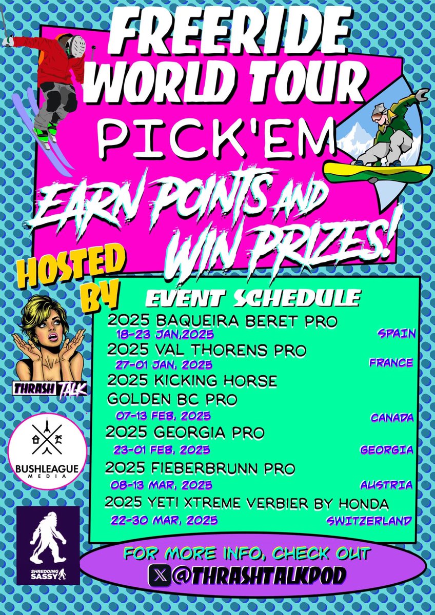 GM Thrashers 🤘

Freeride World Tour Pick’em Contest event entry info dropping in a couple of hours!

AND ITS FREE TO PLAY