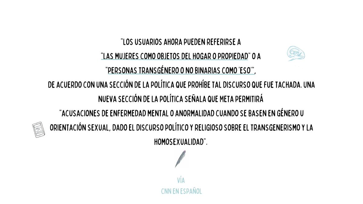 📢Por último, la noticia que mas resonó en todos los medios y, no sorprende tanto, es el aumento del discurso de odio que #Meta permitirá en sus plataformas. Todo esto puede encontrarnos dormidaes o puede ser un paso para la acción. ¿qué estamos esperando?🔥 #VamonosJuntas RT