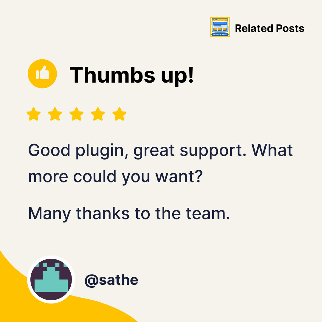 wpbrigade's tweet image. ⭐⭐⭐⭐⭐ &quot;Good plugin, great support&quot;

Full Review 👉 bit.ly/3DYgLZ2

Display engaging related posts with beautiful thumbnails to keep your readers hooked! With great support to back you up, it&apos;s all you need.

#WordPress #RelatedPosts #BoostEngagement #WPPlugins