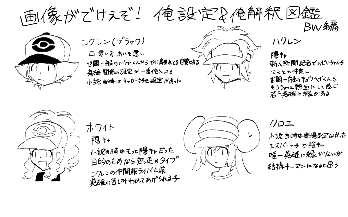 随分前に出してた俺設定主たち、新刊に伴って名前が出たので追記してみました こんな感じ
※俺設定注意 