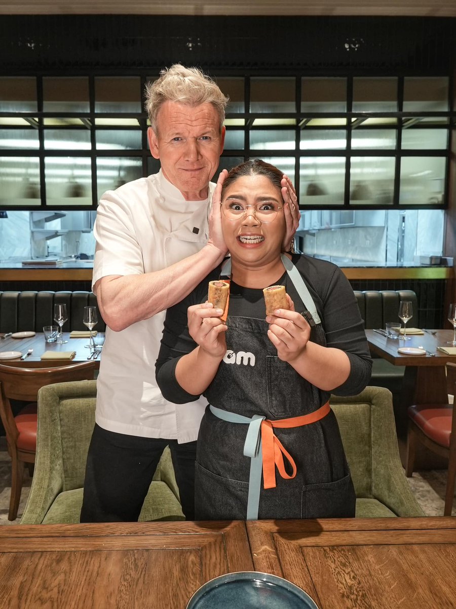 simonntan's tweet photo. Abi Marquez, the "Lumpia Queen," has taken Filipino cuisine to new heights, earning praise from British chef Gordon Ramsay for her innovative Beef Wellington Lumpia. (1/5) | @dzmc_ycg

Photo Credit: Abi Marquez/Facebook https://t.co/fxJXDtlQC7