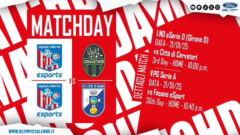 🔜 #Today

<a href="/LNDEsport1/">LND Esport</a> [eSerie D]
👥 Girone D
🗓 3rd Day 🏠
🆚 <a href="/thegrowlesport/">The Growl</a>
⌚ 22:00

<a href="/VPGItaly/">VPG Italy 🇮🇹</a> [Serie A]
🗓 36th Day 🏠
🆚 @FasanoeUs
⌚ 22:40

#GoOSE ⚪🔴