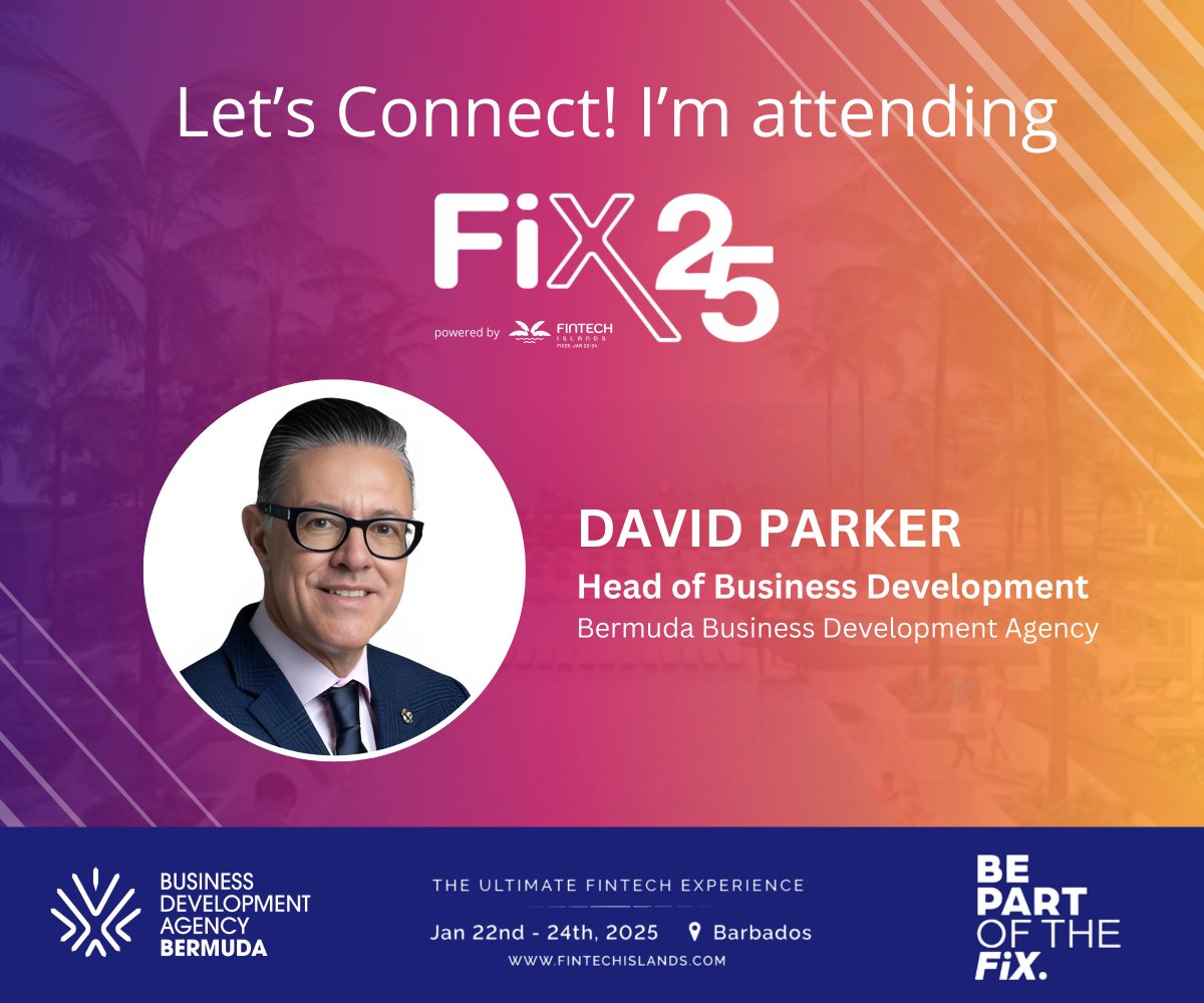 Let’s Connect! Join the BDA at Fintech Islands 2025, from January 22-24 in Barbados!
 
Whether you're seeking cutting-edge solutions or looking to expand your business, we’re here to connect and collaborate!
 
#FintechIslands #BermudaBusiness #Innovation #LetsConnect
