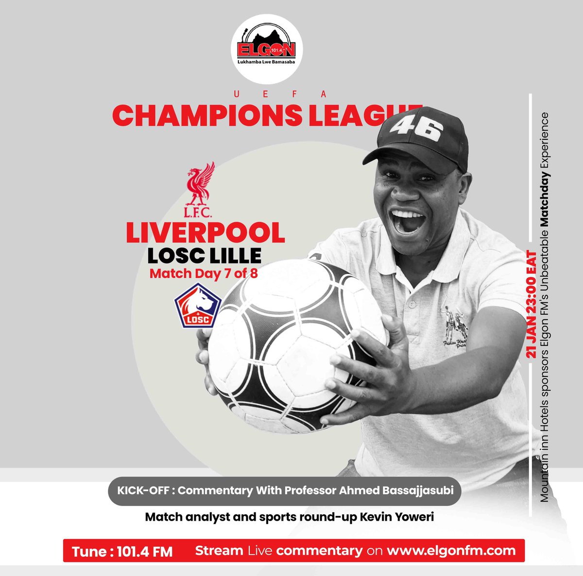 ElgonFMMbale's tweet image. Tonight, Liverpool will face LOSC Lille in the UEFA Champions League at Anfield. The match is scheduled to start at 11:00 PM  (23:00 EAT).   Liverpool, currently ranked 1st on the Log, will take on Lille, who are in 8th position. #LiveCommentary