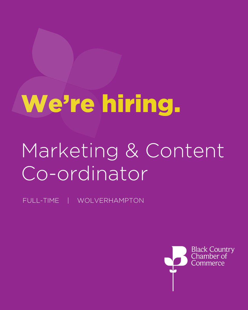 📣 Calling all marketing and social media enthusiasts! We're hiring someone savvy to join our team as a Marketing &amp; Content Co-ordinator. View details and full specification. Apply now ➡️ loom.ly/v4zl2p8

#businessisdonebettertogether #blackcountry #westmidlands