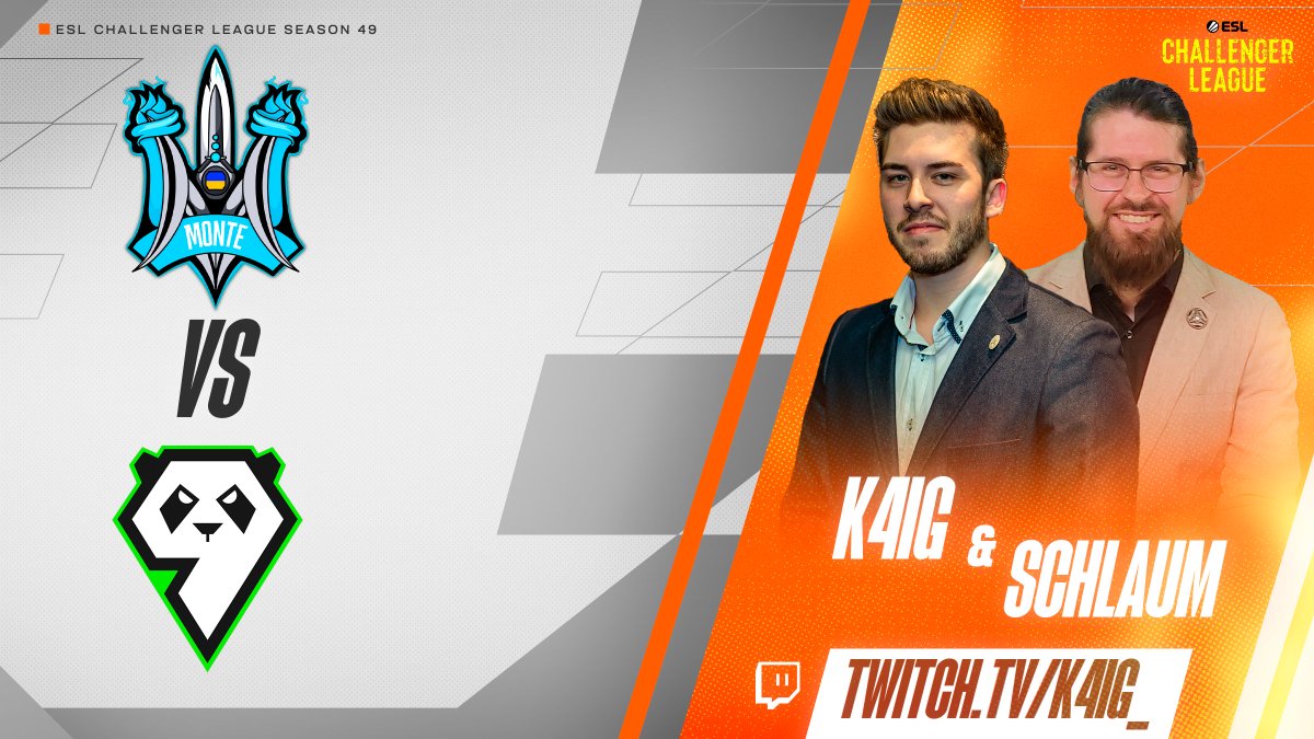 ⚠️ Achtung Achtung ⚠️

Wir wollten nicht, dass das Ende von eSports1 auch das Ende des K4iG 🤝 schlaum Duos ist.

Deshalb werden wir ab heute 1x pro Woche die ESL Challenger League Season 49 auf twitch.tv/k4ig_ casten.

Los geht's um 20:00 🕗 mit Monte vs. 9 Pandas! (bo3)