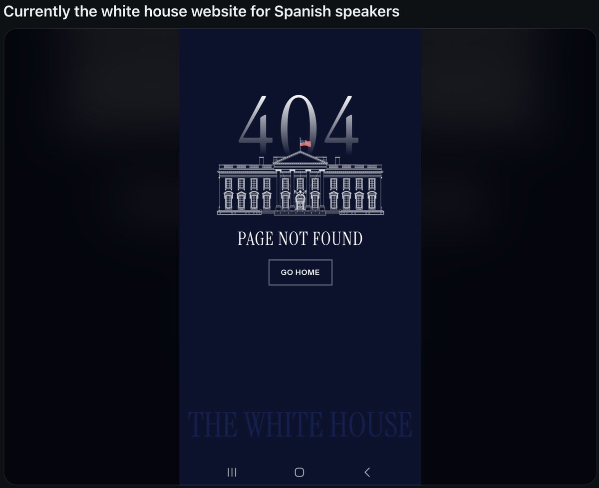 demobrattt's tweet photo. A reddit user has pointed out that the Spanish language version of this website currently leads to a presidential looking 404 page with a link that reads, "Go Home" ... which may just be a little bit on the nose... https://t.co/I65MxRr8sP