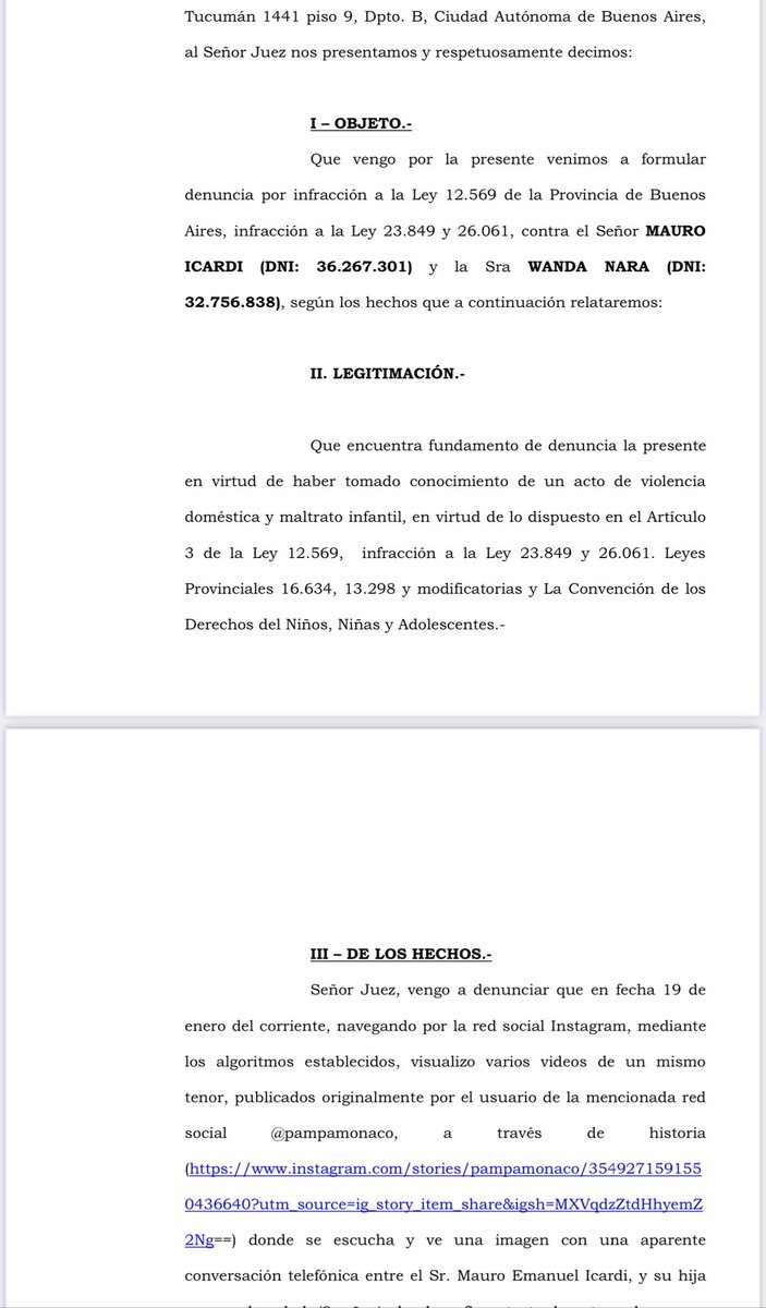 Y LA NOVELA TURCA SIGUE …

ESTA MAÑANA SE REALIZÓ UNA DENUNCIA POR VIOLENCIA INTRAFAMILIAR CONTRA MAURO ICARDI Y WANDA NARA. El motivo serían los audios repugnantes que toda la sociedad escuchó,  entre Francesca Icardi y su padre . La denuncia está radicada en el Juzgado Familia