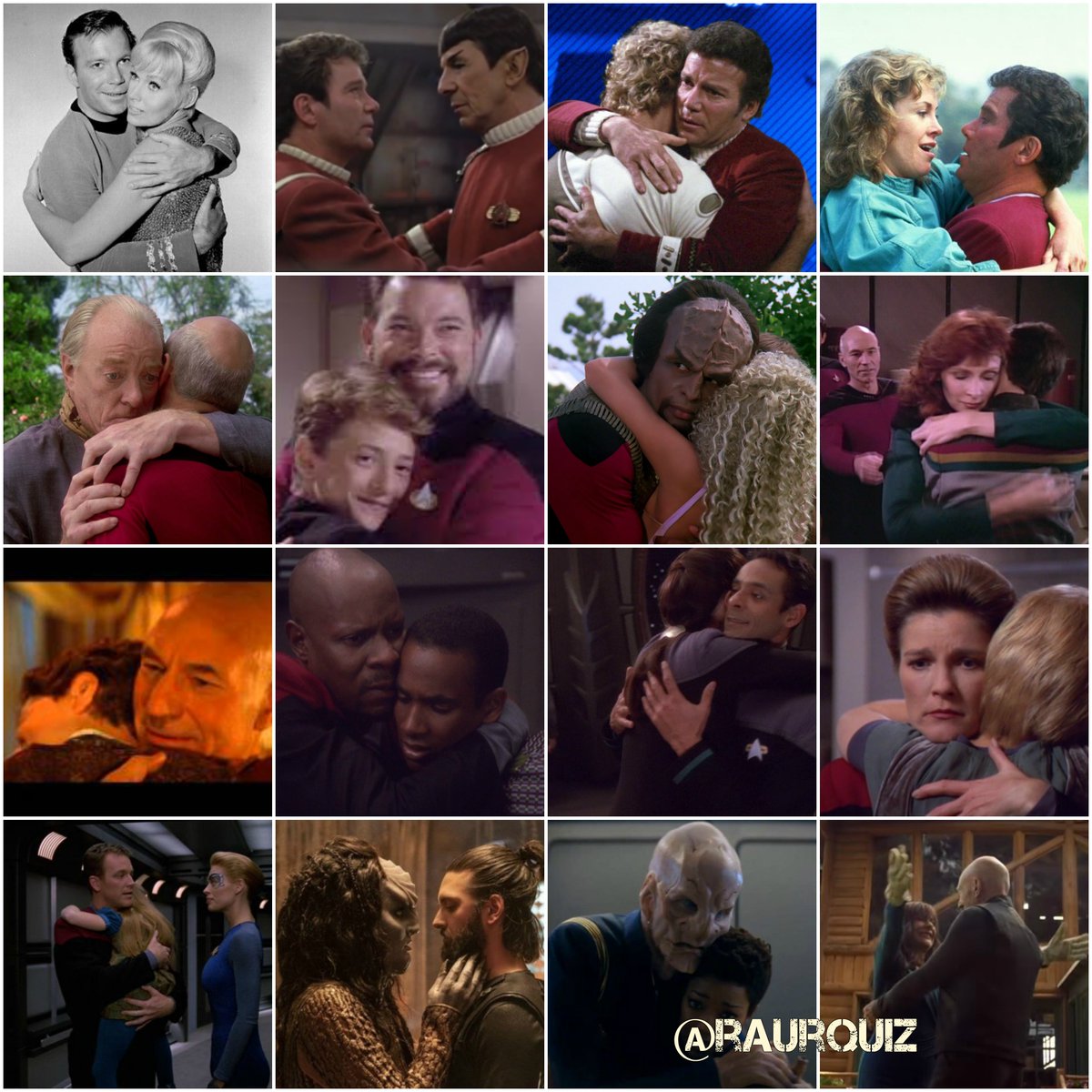 raurquiz's tweet photo. #nationalhugday #startrek #kirk #spock #thewrathofkhan #thevoyagehome #thenextgeneration #picard #riker #troi #data #worf #drcrusher #deepspacenine #sisko #jakesisko #dax #bashir #voyager #janeway #paris #7of9 #startrekdiscovery #lrell #michaelburham #saru #startrekpicard https://t.co/vxDZj8923L