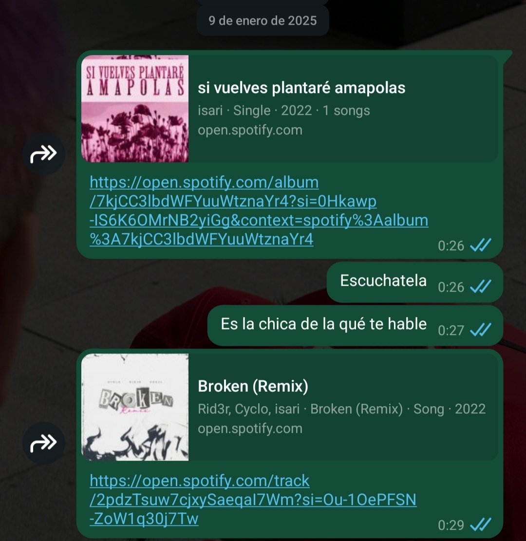 Tu me ves muy normal pero yo le mando a cualquier hora mis obsesiones musicales a <a href="/Kamaleoneeka/">Vero/Nika</a> y la verdad que <a href="/EngelBubble/">isari</a> no es una excepción