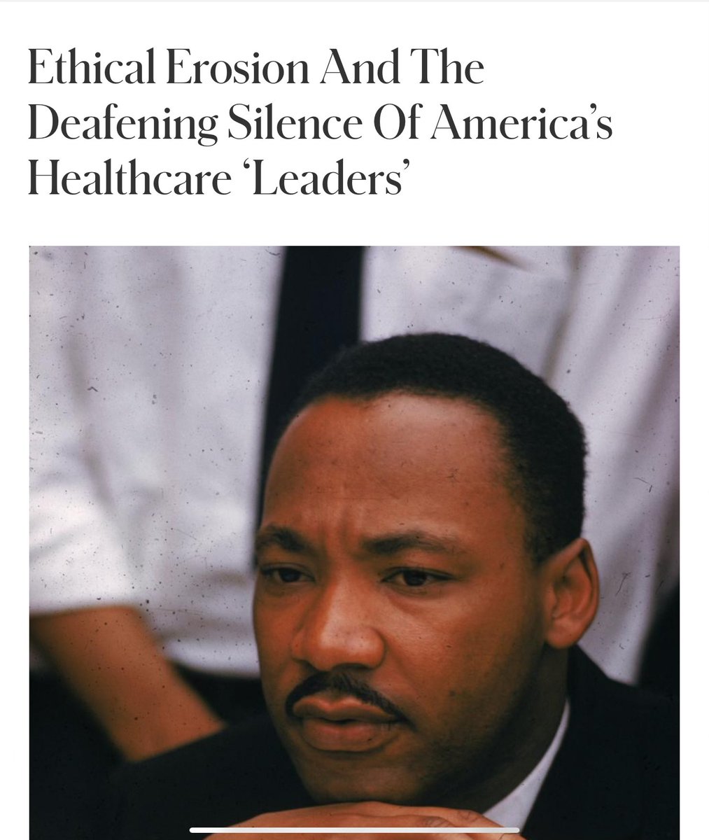 For a few years now, I have been sounding the alarm on the crisis of leadership in US healthcare.

On the occasion of Dr. Martin Luther King Jr.’s birthday, I reflected on the contours of this crisis and the healthcare industry’s silent complicity in the face of massive