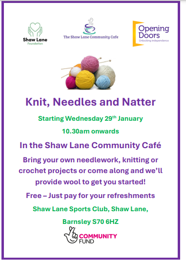 shawlanesports's tweet photo. Re-launching next Wednesday (29th) 07341 265319 for details @TNLComFund @AgeUK_Barnsley @BIADS1 @HWatchBarnsley @CentralteamArea @Barnsley_CVS #barnsley #crafts #crochet #knitting #needlecraft #chat https://t.co/9JG4Ov7dV4