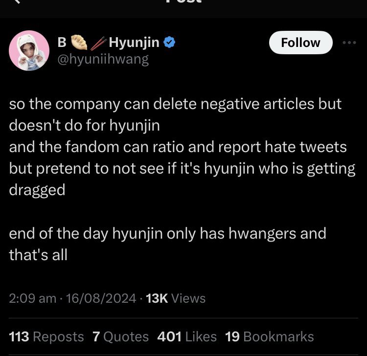 bokiefan's tweet photo. the thing is hyuniihwang has never tried to conceal her hatred for felix but I wonder how many more hits it will take for stays to actually call this freak out😭😭 https://t.co/00OPeZgCxt