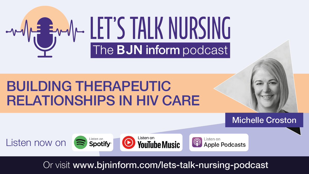 BJNinform's tweet photo. #LetsTalkNursing: Building therapeutic relationships in HIV care

Listen on BJN inform: https://t.co/0TJSQ70qHN
On Spotify: https://t.co/GOdciF8Yf6
On Apple Podcasts: https://t.co/4gefLXzMaC
On YouTube: https://t.co/BpcnunfzkB 

#NursingPodcast #HIVCare #BJNinform https://t.co/DCpadPqEBz