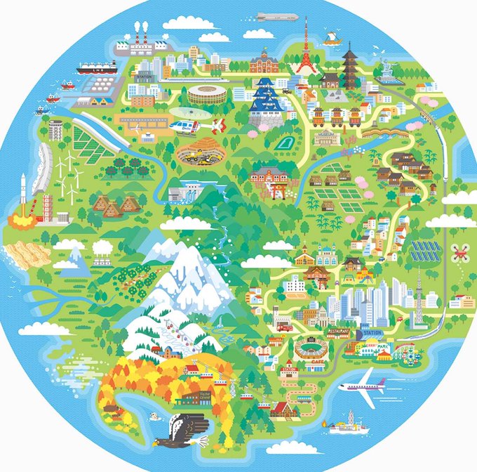 ジオラマじゃないけど教科書とかに載ってるこういう感じの簡略化された地図イラスト見るのめっちゃ好きだったんですけど……分かる人います? 