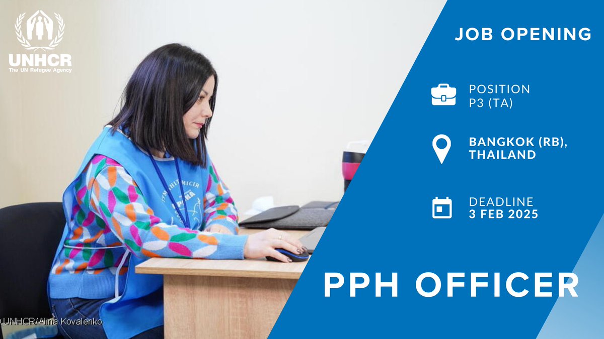 📢 We are hiring!
@refugees is looking for a PPH Officer, P3 - Temporary Appointment to join our team in Bangkok (RB), Thailand.
🩵If you have relevant professional experience in #fundraising or #partnerships management, visit unhcr.wd3.myworkdayjobs.com/en-US/External… to apply!

#UNjobs