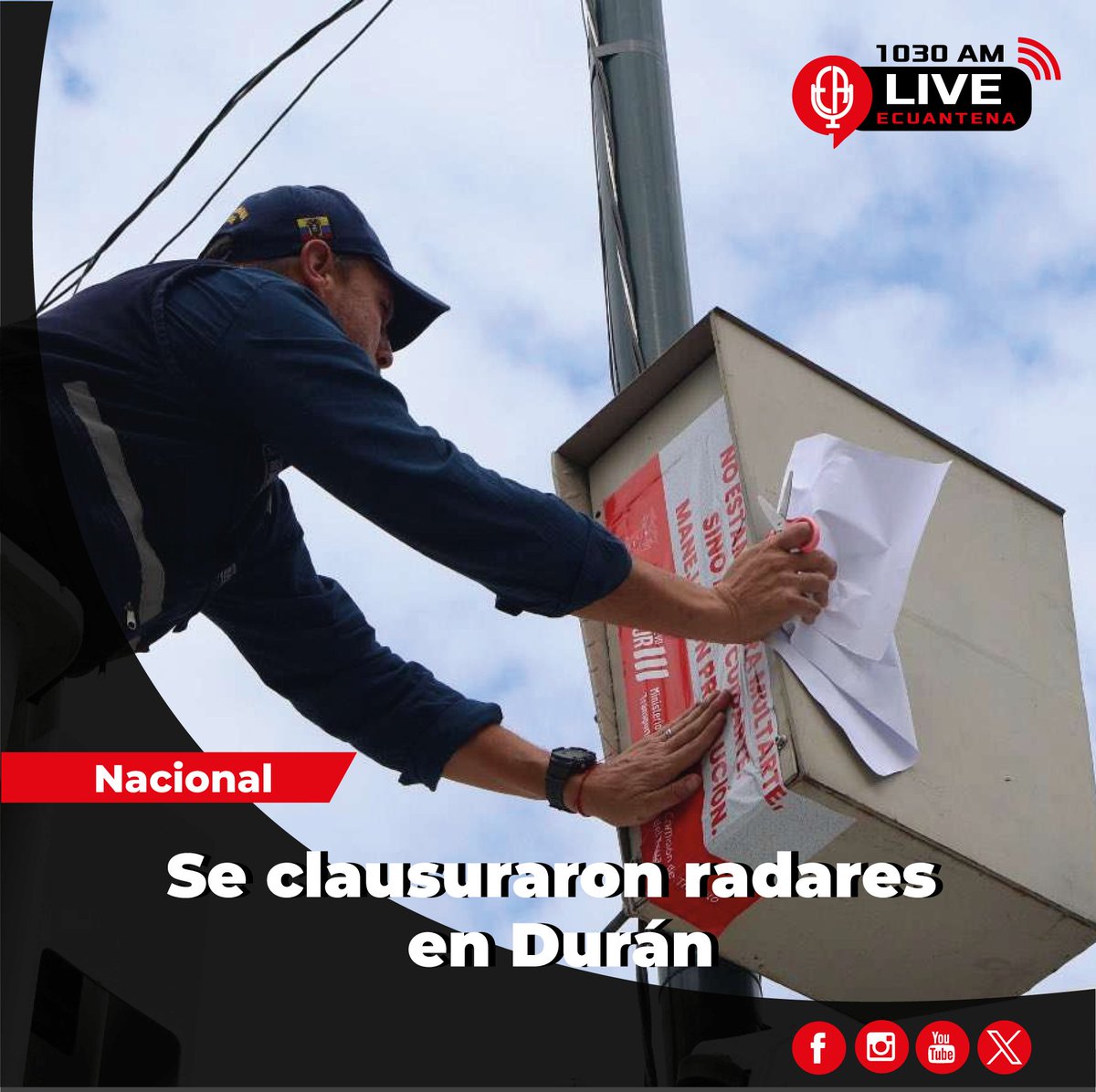 ecuantena's tweet photo. ** NACIONAL **
La #ComisióndeTránsito del #Ecuador y la #ANT clausuraron los #radares ubicados en la #redestatal que atraviesa #Durán, en #Guayas.
Según la #CTE, los #radares incumplían con la #Resolución No. 33 de la ANT y tenían la prohibición de operar en estas #vías. https://t.co/p7uE7crJcH
