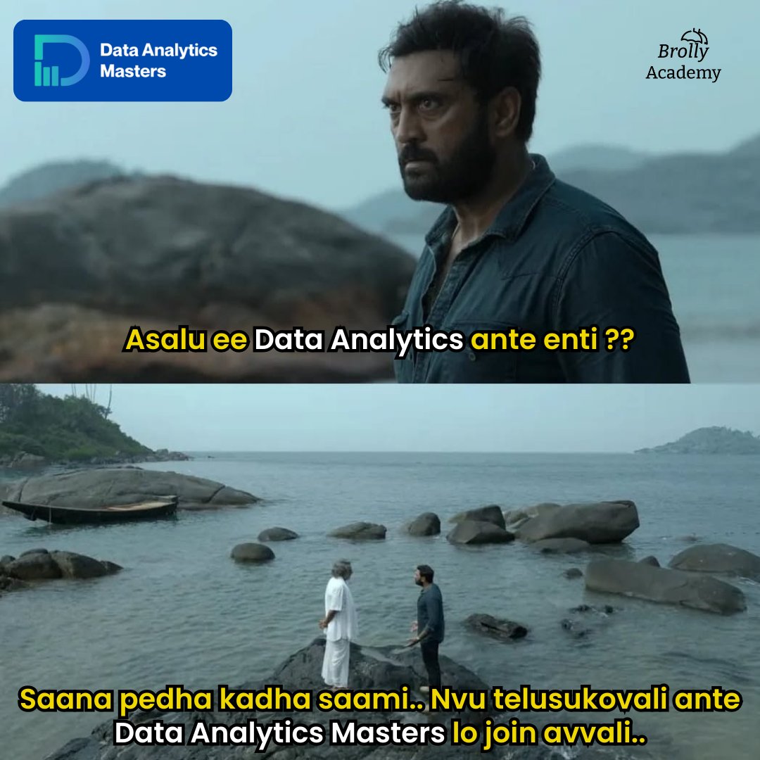 DataAnalyt222's tweet image. Curious about Data Analytics? 🤔
&quot;Ee Data Analytics ante enti?&quot;
👉 For expert training and comprehensive courses, visit our website: [dataanalyticsmasters.in]()
📞 Call us now: +91 9948801222
#DataAnalytics #DataAnalyticsMasters  #CareerInDataAnalytics