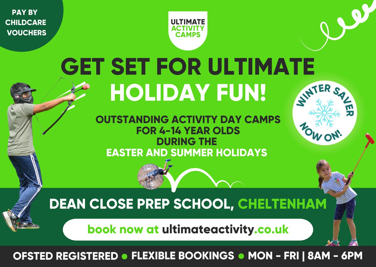 Ultimate Activity Camps (@ult_activity) on Twitter photo ⏰Our Winter Saver ends TONIGHT!⏰
Ultimate Activity Camps are returning to <a href="/DeanCloseSchool/">Dean Close School</a> this Easter & Summer! 🤸
Children aged 4-14 can make new friends and enjoy over 40 sports, games, and creative activities each week. Book now to save👉bit.ly/3RFjdbZ ⏰Our Winter Saver ends TONIGHT!⏰
Ultimate Activity Camps are returning to <a href="/DeanCloseSchool/">Dean Close School</a> this Easter & Summer! 🤸
Children aged 4-14 can make new friends and enjoy over 40 sports, games, and creative activities each week. Book now to save👉bit.ly/3RFjdbZ