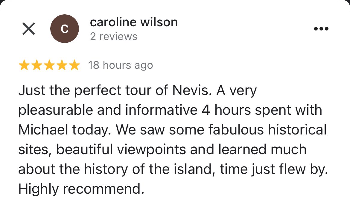 islandbuzztours's tweet photo. More great 5 ⭐️ reviews! 

Book your experiences at https://t.co/CtslmLeOzR (Link in Bio)

#customerservice #customerfeedback #customersatisfaction #review #reviews #customerreview 

#islandbuzztours 
#NevisNaturally #Holidays #NevisNice #waterfall #hike #vacation #travel # https://t.co/hCG2IWfLPL