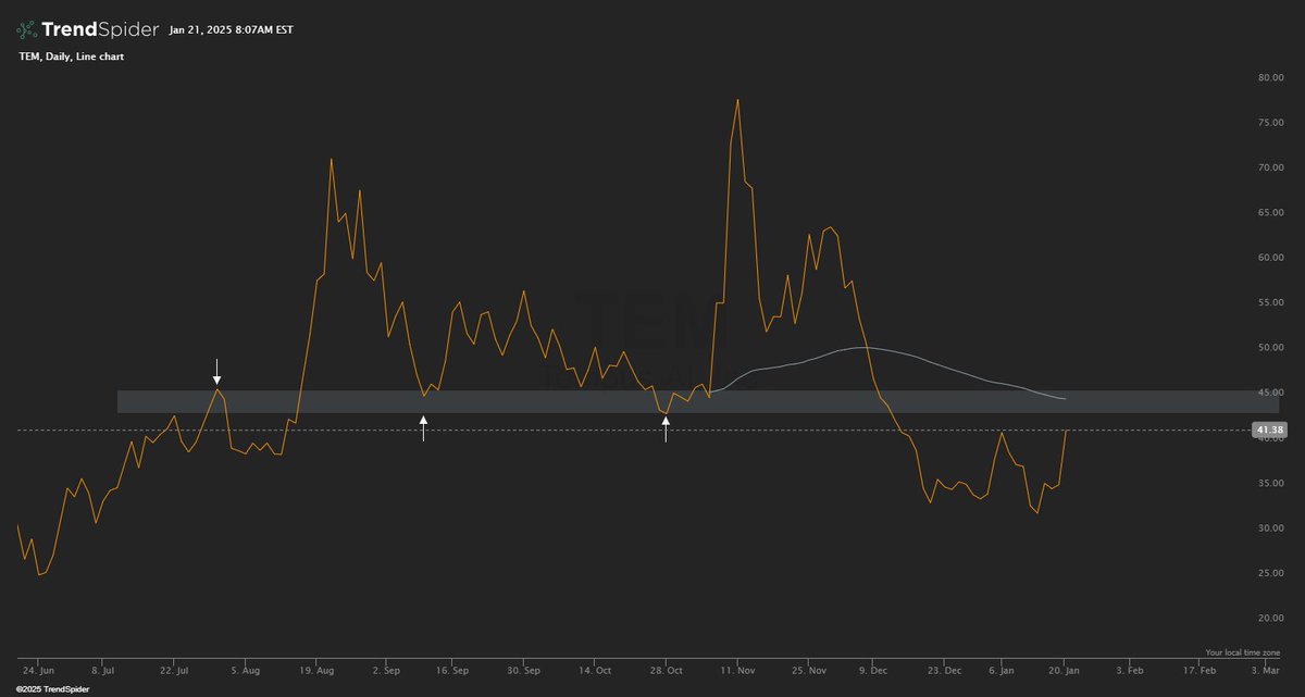 $TEM Daily - Nancy bought 50 call options with a strike price of $20 and expiring on 1/16/26 (up 17% pre market)