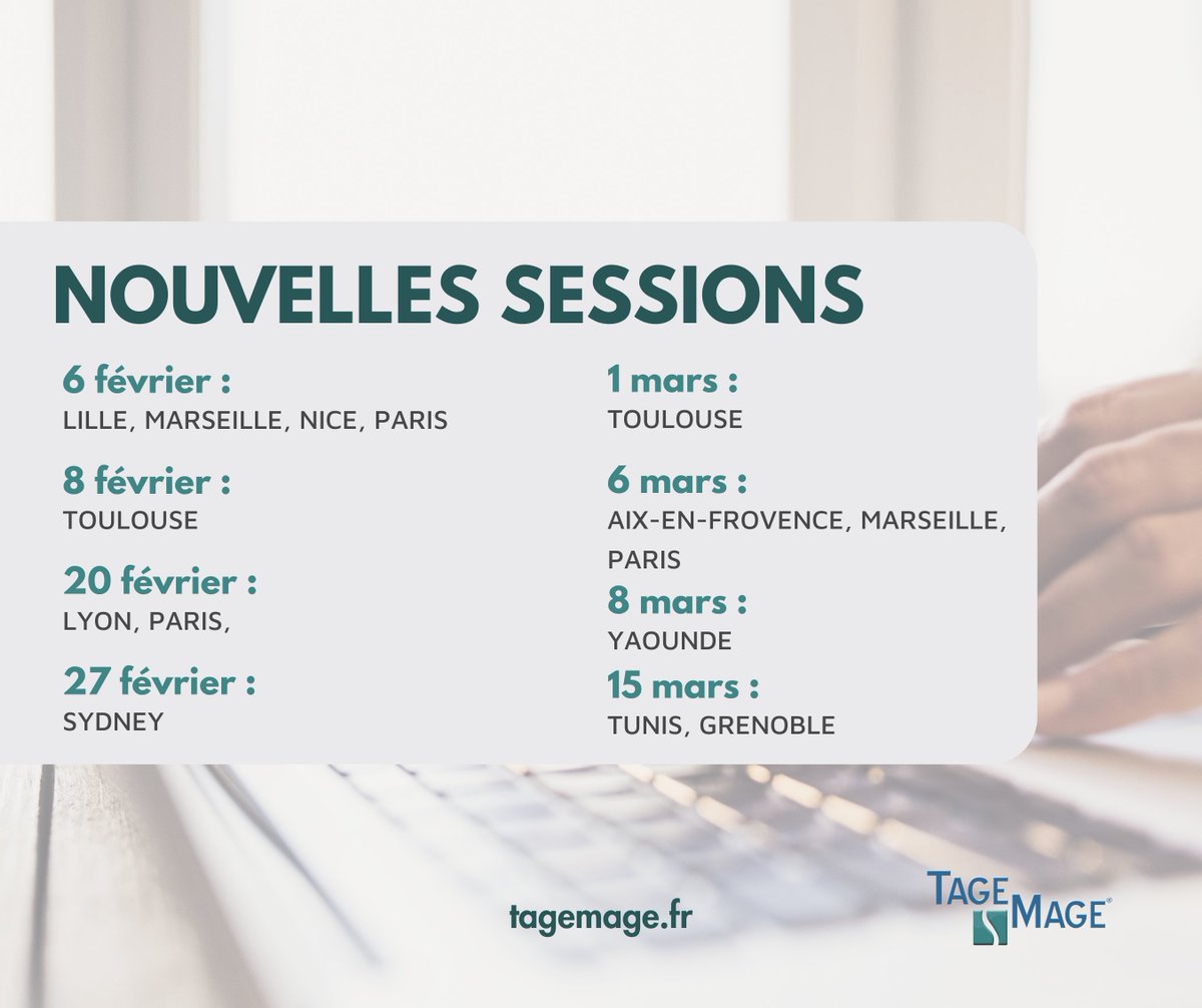 "Découvre les prochaines sessions à venir ! 🕐

Inscription en ligne sur tagemage.fr 

🔗buff.ly/3Q56Q6k

#TAGE #MAGE #test #admission #management"