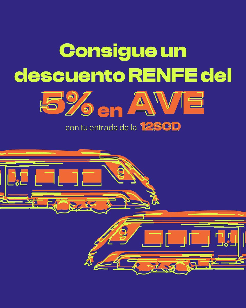 ¡Os traemos buenas noticias! Si tienes entradas para la 12SCD, puedes solicitar un descuento del 5% en tu billete de Renfe. Contacta con nosotros en scd@aedisevilla.es para más información o visita nuestro post de Instagram.