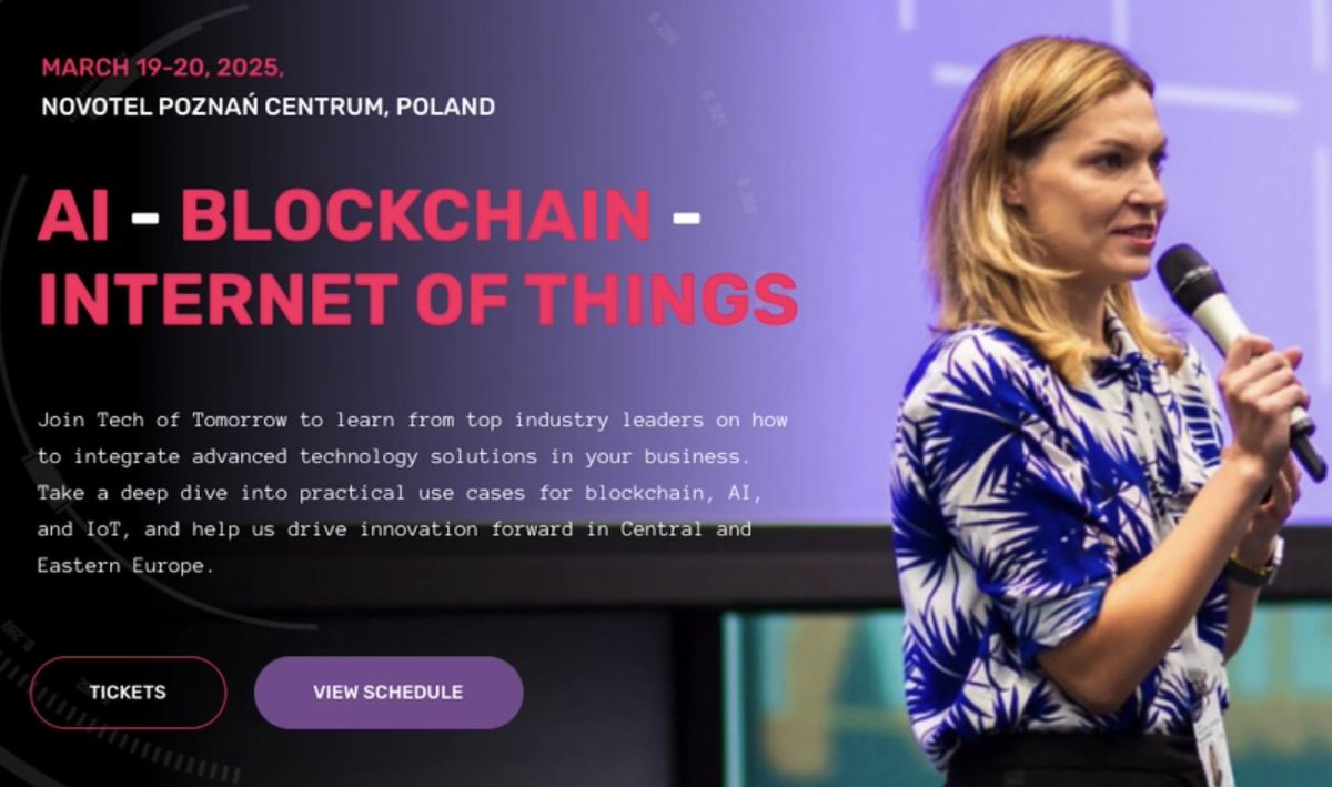 Nadchodzi druga edycja Tech of Tomorrow! 
✔️Najważniejsze tematy biznesowe
✔️ Innowacje w branży motoryzacyjnej 
✔️ Rozwiązania Gov tech
✔️ CeFi spotyka DeFi 
✔️ Nowe rozwiązania CX 
✔️ Tokenizacja RWA

👉 techoftomorrow.pl 👈
