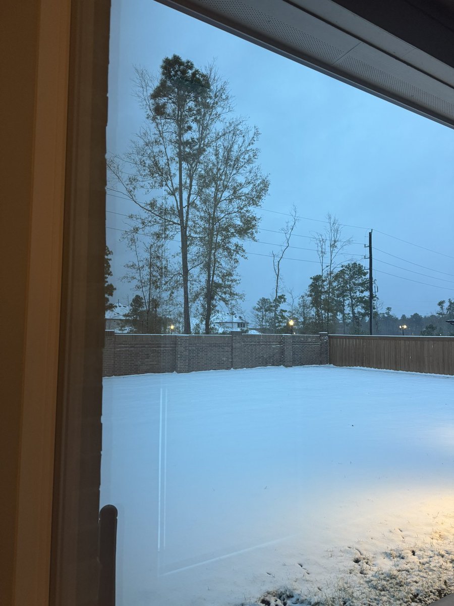 TXTanoStan99's tweet photo. The current situation in the backyard right now 👀 🥶
#snowinhouston https://t.co/9YB6UuHLdZ
