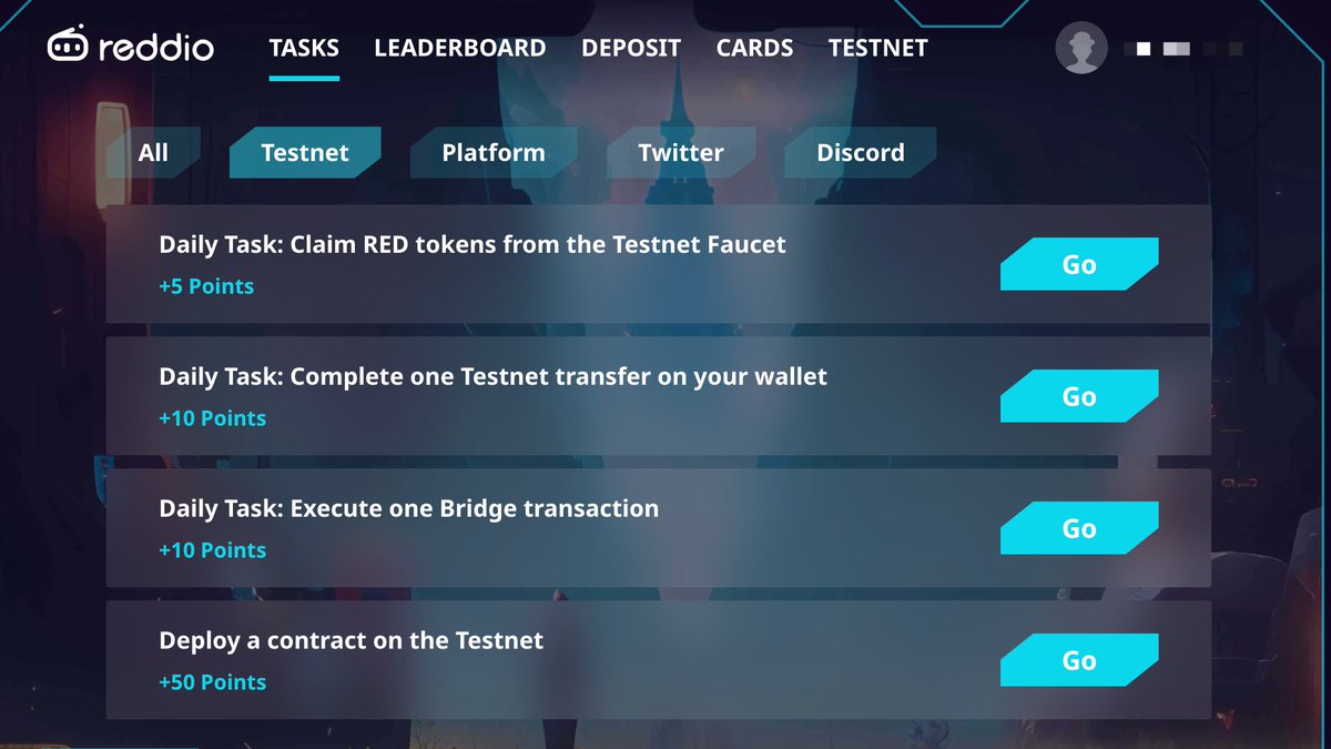 Reddio Points Task System is featuring tasks related to our public testnet now! Don’t forget to claim rewards if you are qualified.